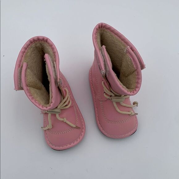 Jack and Lily Pink leather toddler Boots barefoot first walkers flexible - Picture 3 of 10